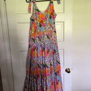 THML Orange and Blue Sleeveless Sundress Resort Wear